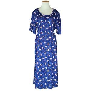 VTG 90s Just My Size Floral Maxi Tie Back Dress Cottagecore Peasant Prairie 16W